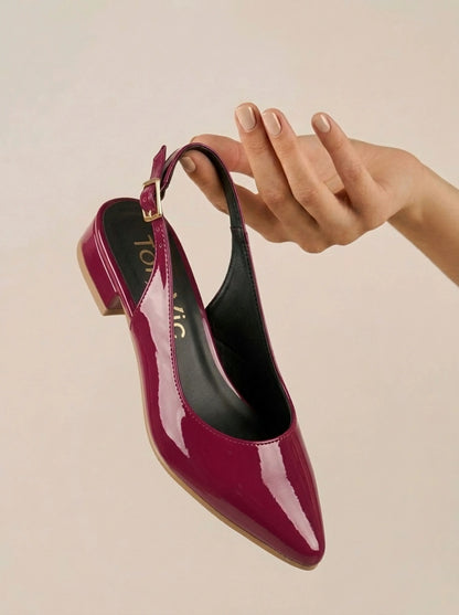 Zapato Tacón Bajo para Mujer Anastasia Vino - VEVANT Colombia